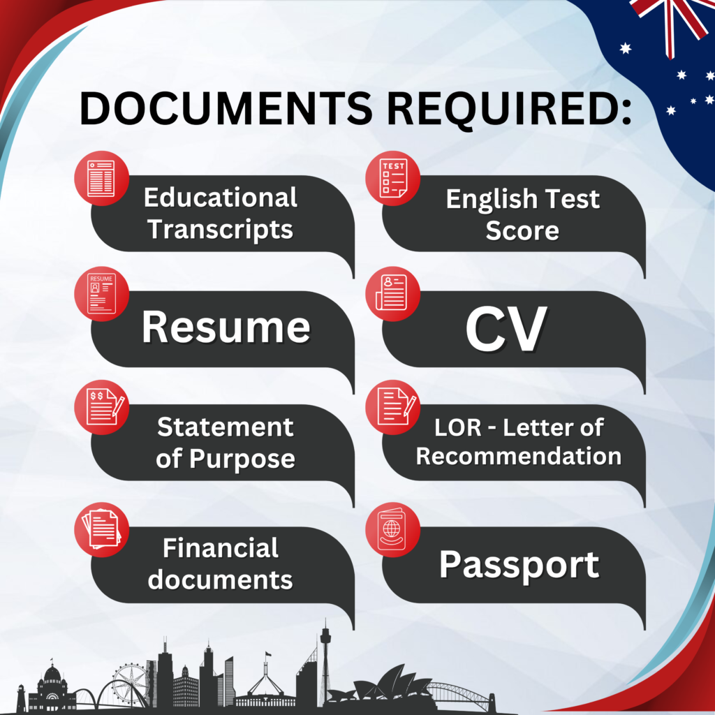 Document required for Masters in Australia